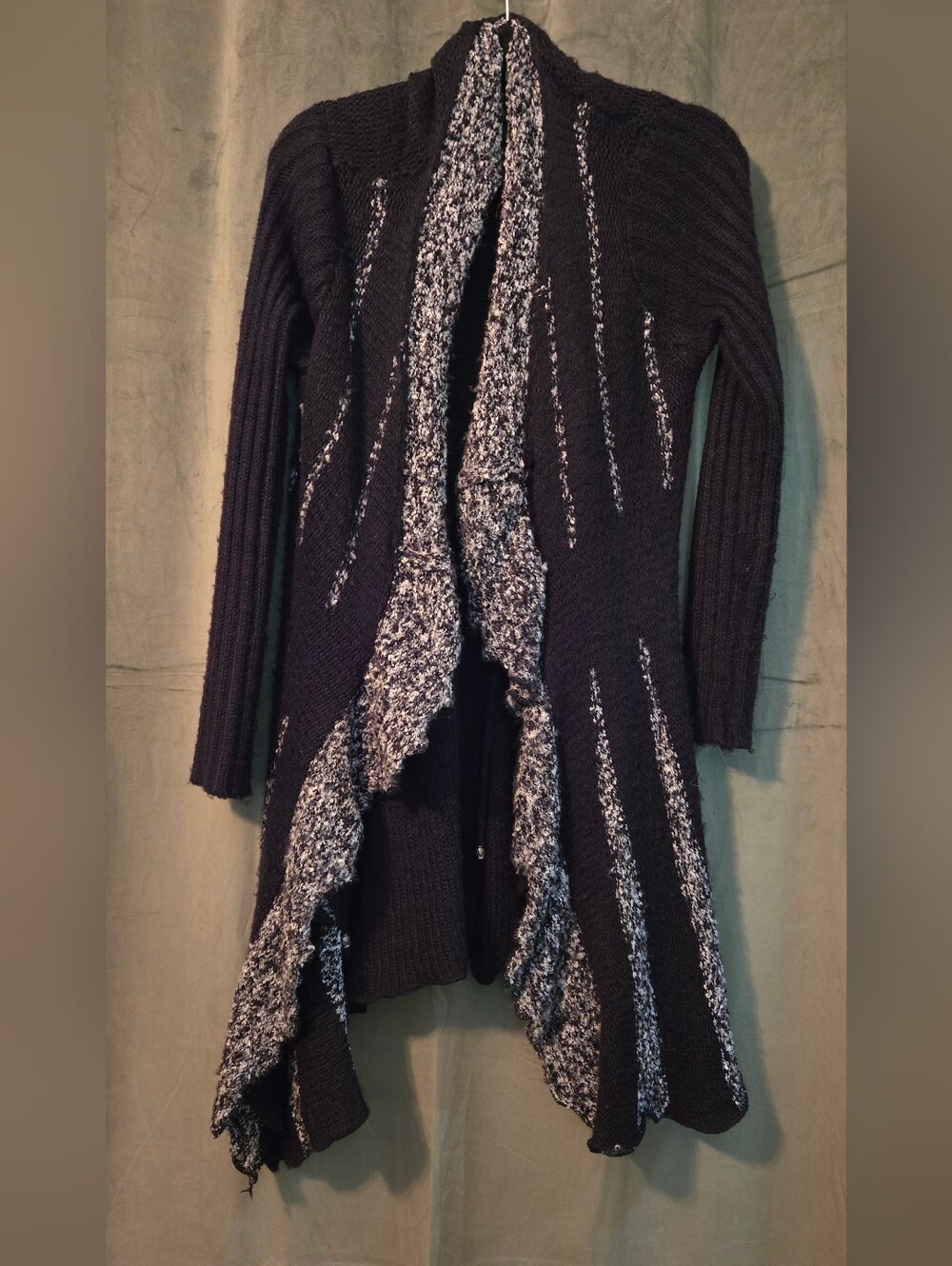 Black and White Open-Front Women's Sweater Cardigan
